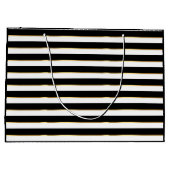 エレガント白黒金ゴールド水平ストライプ ラージペーパーバッグ (裏面)