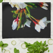 エレガント白黒開花白い花 キッチンタオル (折り畳み)