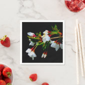 エレガント白黒開花白い花 スタンダードカクテルナプキン (インサイチュ)