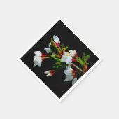 エレガント白黒開花白い花 スタンダードカクテルナプキン (角)