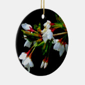 エレガント白黒開花白い花 セラミックオーナメント (右)