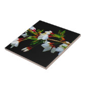 エレガント白黒開花白い花 タイル (側面)