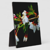 エレガント白黒開花白い花 フォトプラーク (側面)