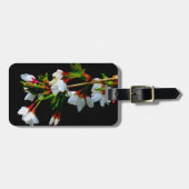 エレガント白黒開花白い花 ラゲッジタグ (正面横)