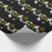 エレガント白黒開花白い花 ラッピングペーパー (角)