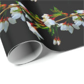 エレガント白黒開花白い花 ラッピングペーパー (ロールコーナー)