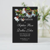 エレガント白黒開花白い花 招待状 (スタンド正面)