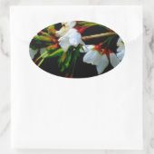 エレガント白黒開花白い花 楕円形シール (バッグ)