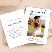 エレガント白黒2024年写真卒業 招待状