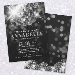 エレガント白黒50th誕生日パーティー 招待状