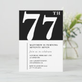 エレガント白黒77歳の誕生日の招待状 招待状 (スタンド正面)