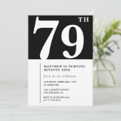 エレガント白黒79歳の誕生日の招待状 招待状 (スタンド正面)