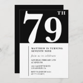 エレガント白黒79歳の誕生日の招待状 招待状 (正面/裏面)