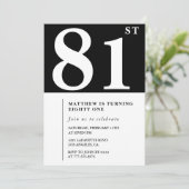 エレガント白黒81歳の誕生日の招待状 招待状 (スタンド正面)