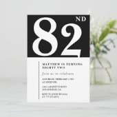 エレガント白黒82回目の誕生日の招待 招待状 (スタンド正面)