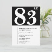 エレガント白黒83歳の誕生日の招待状 招待状 (スタンド正面)
