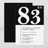 エレガント白黒83歳の誕生日の招待状 招待状 (正面/裏面)