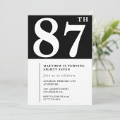 エレガント白黒87歳の誕生日の招待状 招待状 (スタンド正面)