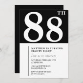 エレガント白黒88歳の誕生日の招待状 招待状 (正面/裏面)