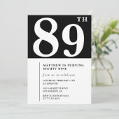 エレガント白黒89歳の誕生日の招待状 招待状 (スタンド正面)