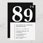 エレガント白黒89歳の誕生日の招待状 招待状 (正面/裏面)