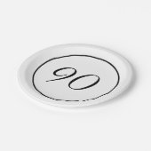 エレガント白黒90誕生日 ペーパープレート (アングル)