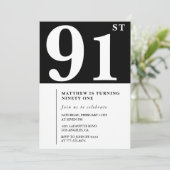 エレガント白黒91歳の誕生日の招待状 招待状 (スタンド正面)