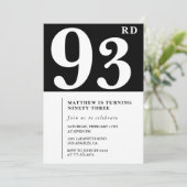 エレガント白黒93歳の誕生日の招待状 招待状 (スタンド正面)