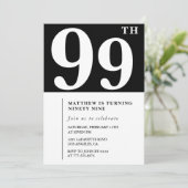 エレガント白黒99歳の誕生日の招待状 招待状 (スタンド正面)
