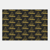 エレガント白黒&イエローメリークリスマス ラッピングペーパーシート (正面2)