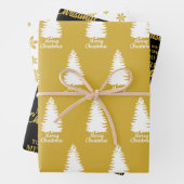 エレガント白黒&イエローメリークリスマス ラッピングペーパーシート (インサイチュ)