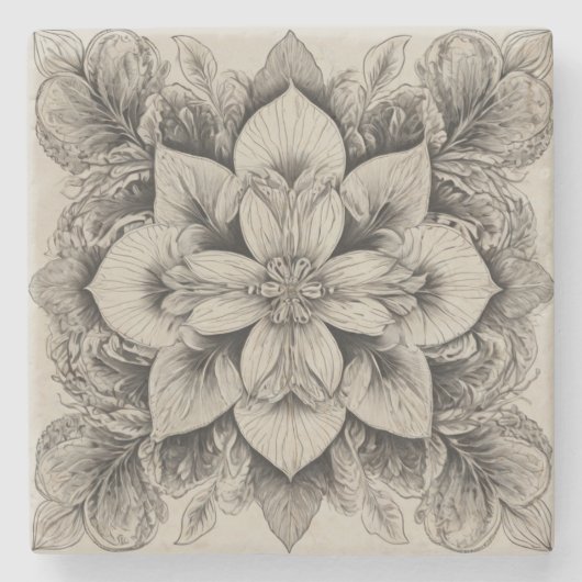 エレガント白黒 ストーンコースター (正面)