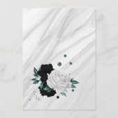 エレガント白黒&ティール(緑がかった色)花詳細囲み エンクロージャーカード (裏面)