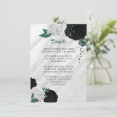 エレガント白黒&ティール(緑がかった色)花詳細囲み エンクロージャーカード (スタンド正面)