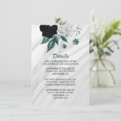 エレガント白黒&ティール（緑がかった色）花詳細 エンクロージャーカード (スタンド正面)