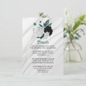 エレガント白黒&ティール（緑がかった色）花詳細 エンクロージャーカード (スタンド正面)