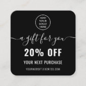 エレガント白黒QRコードロイヤリティビジネスロゴ 割引カード (正面)