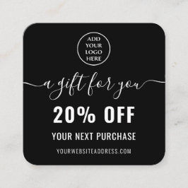 エレガント白黒QRコードロイヤリティビジネスロゴ 割引カード