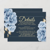 エレガント真夜中の青結婚フローラ エンクロージャーカード (正面/裏面)