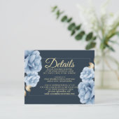 エレガント真夜中の青結婚フローラ エンクロージャーカード (スタンド正面)