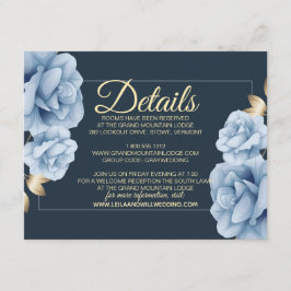 エレガント真夜中の青結婚フローラ エンクロージャーカード