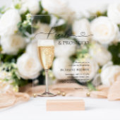 エレガント真珠とプロセッコのブライダルシャワー アクリル招待状