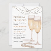 エレガント真珠とプロセッコの写真ブライダルシャワー 招待状 (正面)