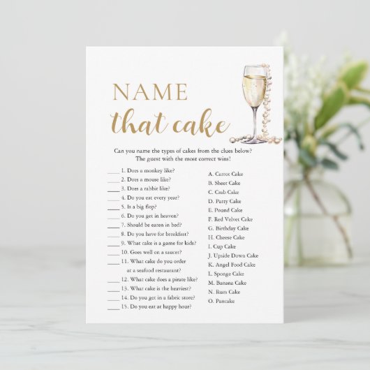 エレガント真珠とプロセッコの名前はケーキゲーム 招待状 (スタンド正面)