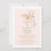 エレガント真珠とプロセッコピンクブライダルシャワー 招待状 (正面)