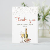 エレガント真珠とプロセッコブライダルシャワー サンキューカード (スタンド正面)