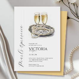 エレガント真珠とプロセッコブライダルシャワー 招待状