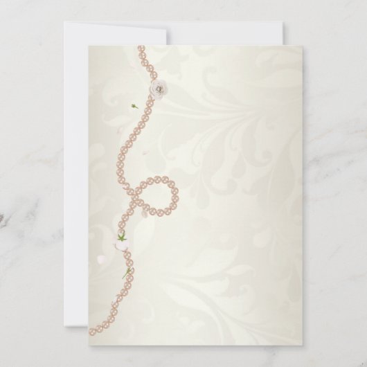 エレガント真珠とプロセッコブライダルシャワー 招待状 (裏面)