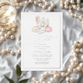 エレガント真珠とプロセッコブライダルシャワー 箔招待状