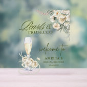 エレガント真珠とプロセッコブライダル歓迎 アクリルサイン (ニュートラル)